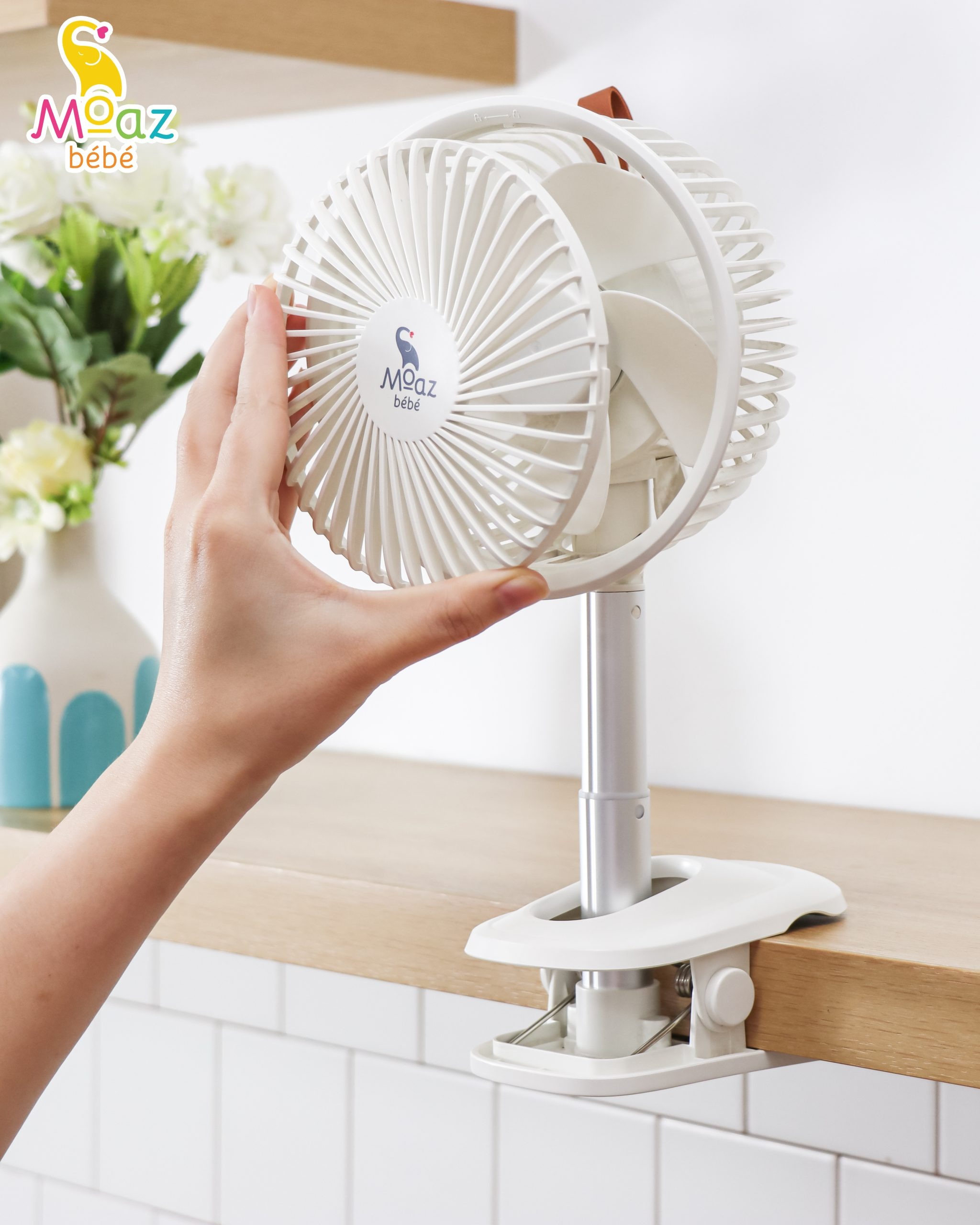 MOAZ - QUẠT KẸP XE ĐẨY MINI TÍCH ĐIỆN MB-063