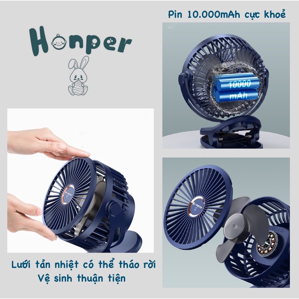 HONPER - QUẠT TÍCH ĐIỆN 10000MAH