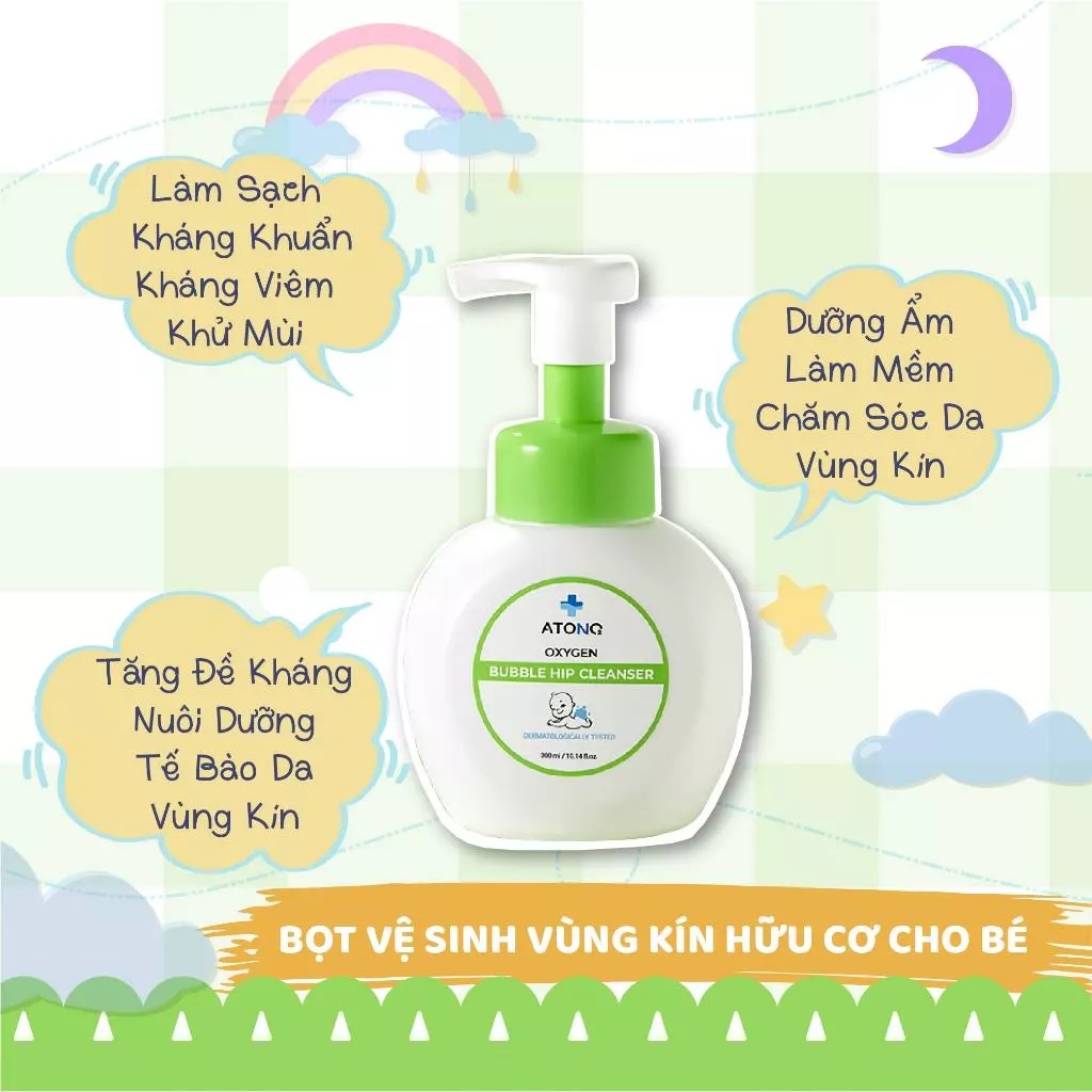 ATONO - 3M+BỌT VỆ SINH MÔNG VÀ VÙNG KÍN CHO BÉ OXYGEN BUBBLE HIP CLEANSER