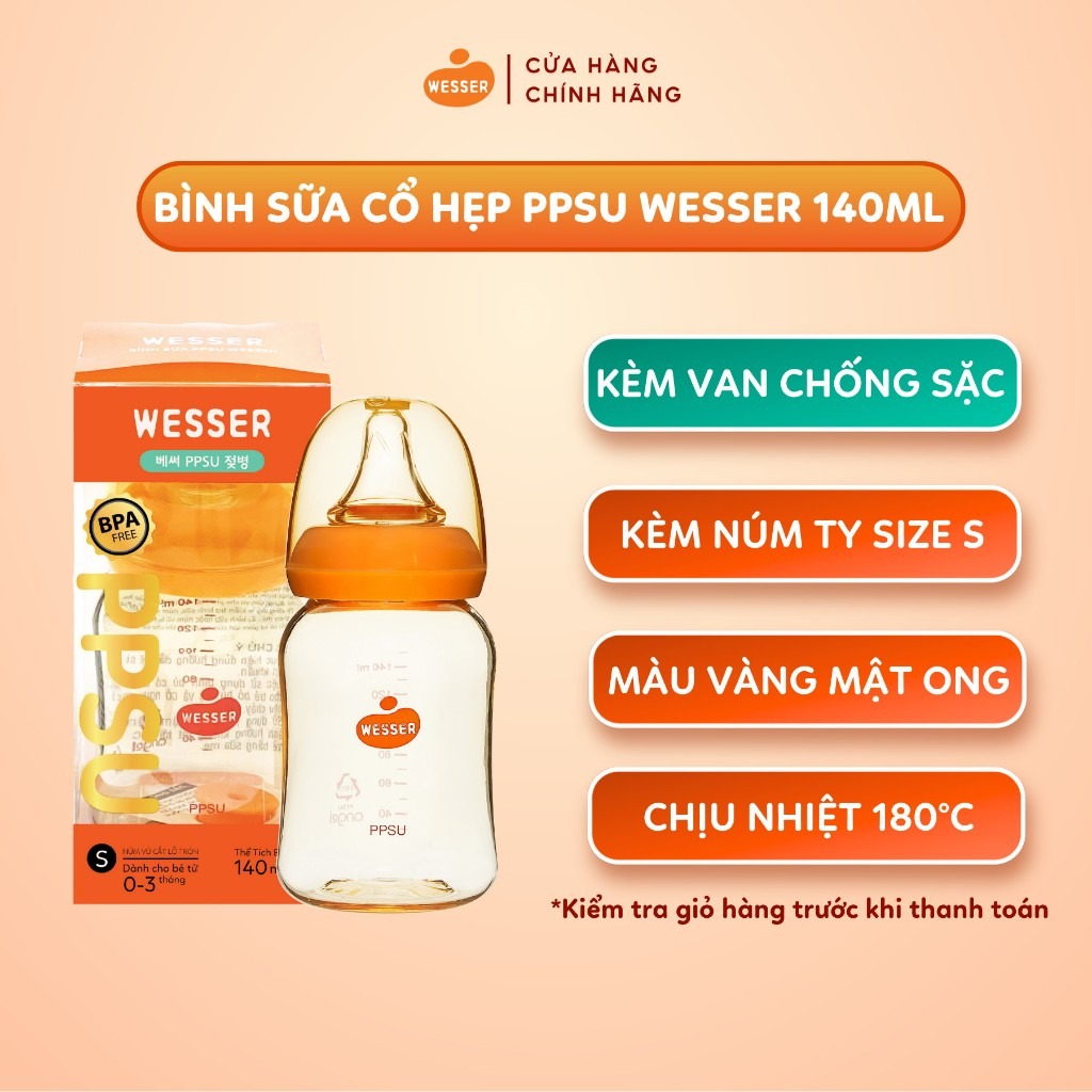 WESSER - BÌNH SỮA CỔ HẸP PPSU