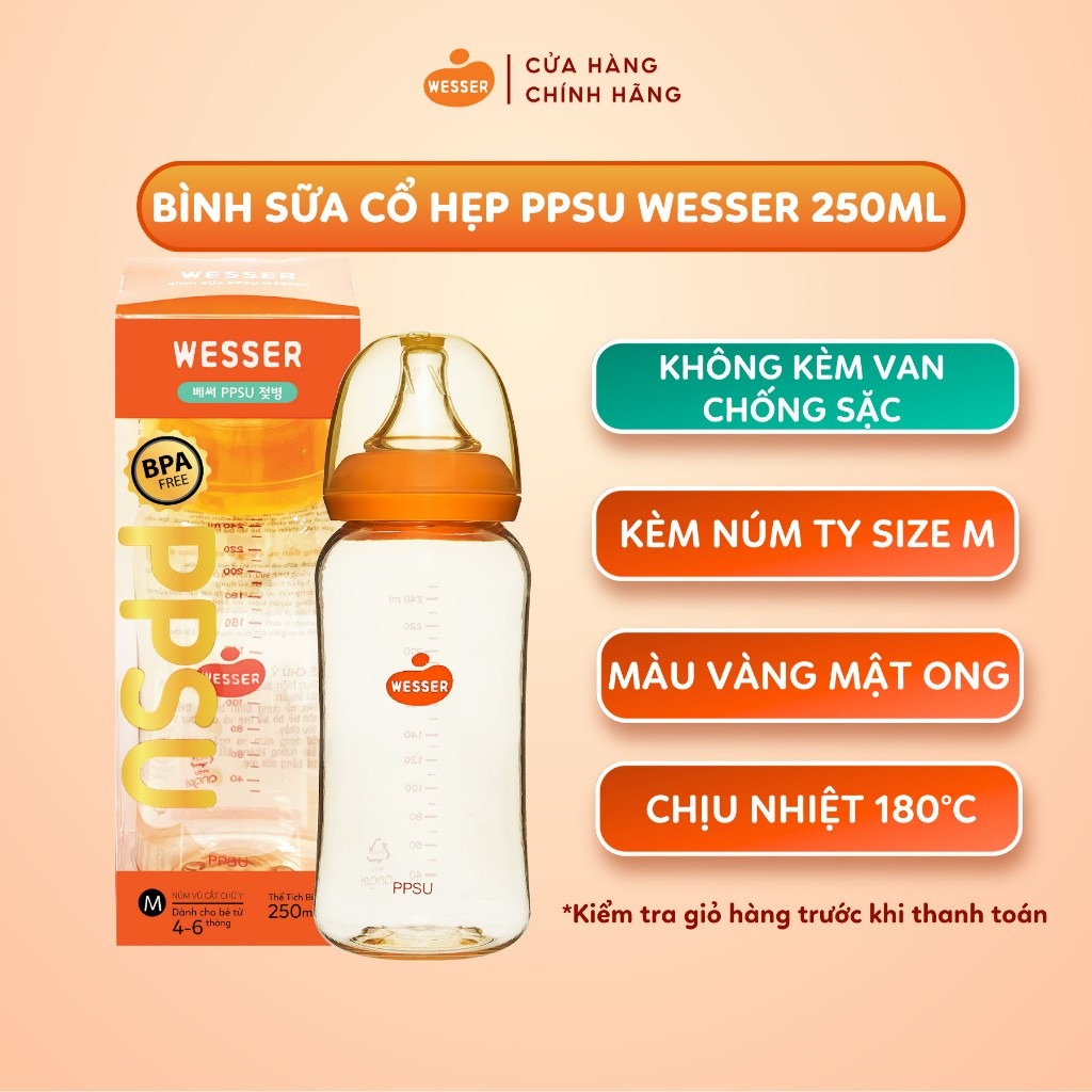 WESSER - BÌNH SỮA CỔ HẸP PPSU