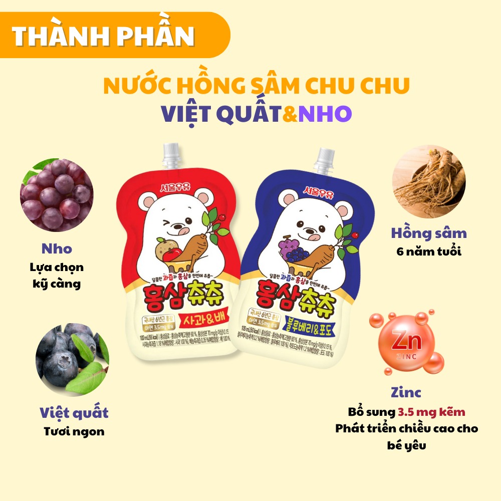 CHUCHU - 1Y+HỒNG SÂM TÚI
