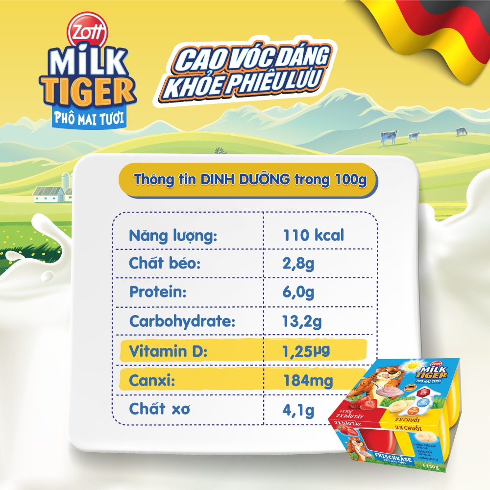 ZOTT - 6M+PHÔ MAI TƯƠI MILK TIGER
