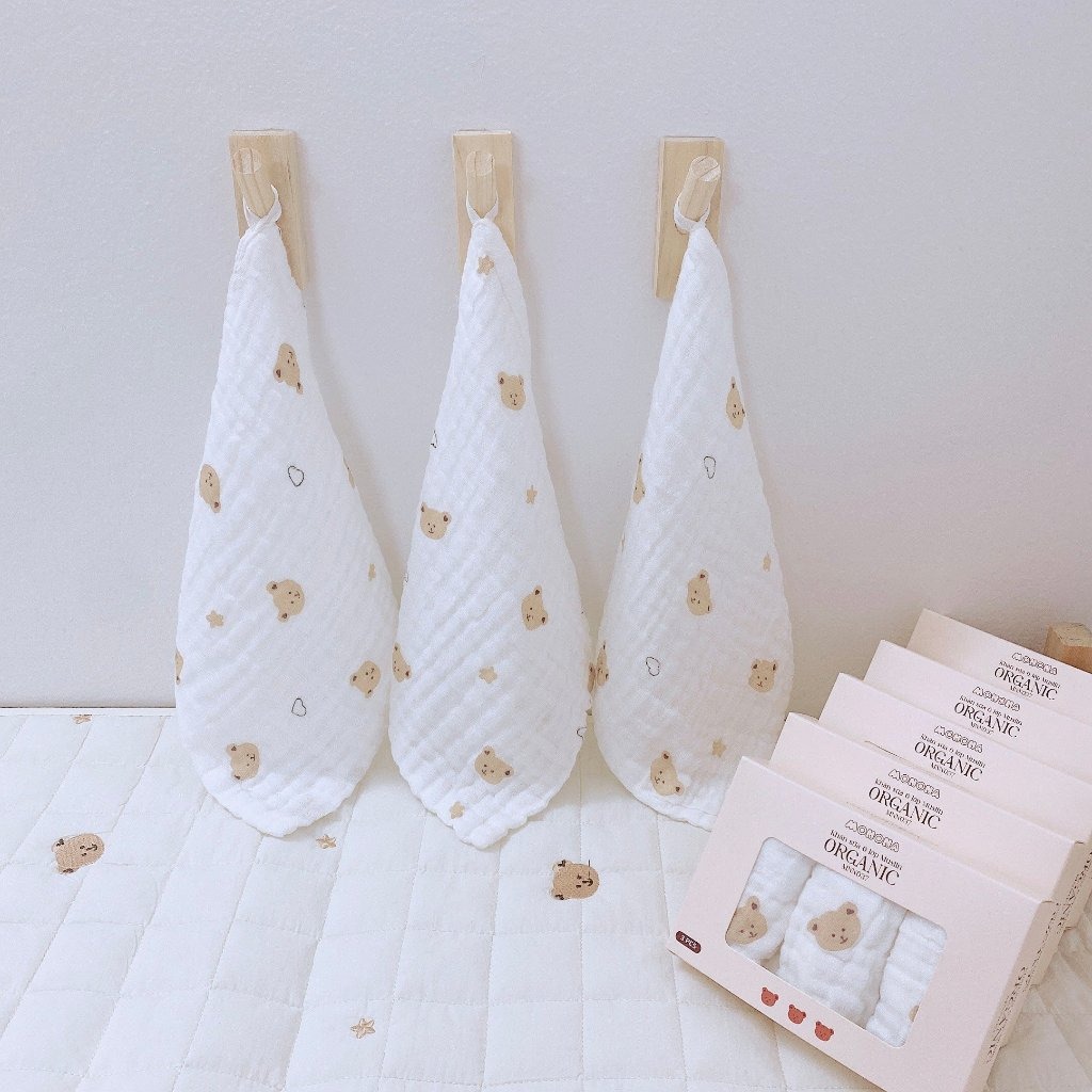 MONONA - SET 3 KHĂN SỮA 6 LỚP HỌA TIẾT