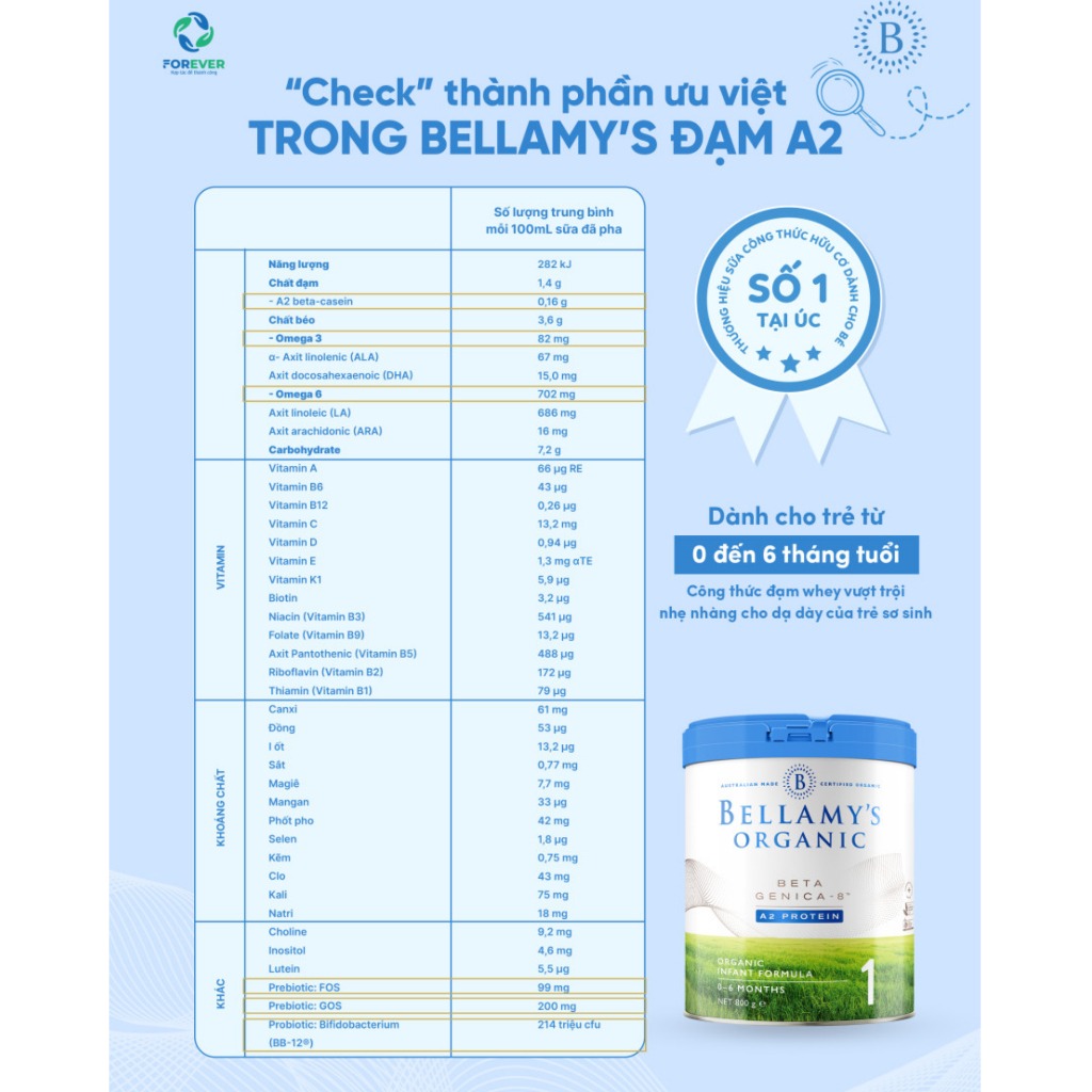 BELLAMY'S - SỮA BỘT HỮU CƠ A2 BETA GENICA-8