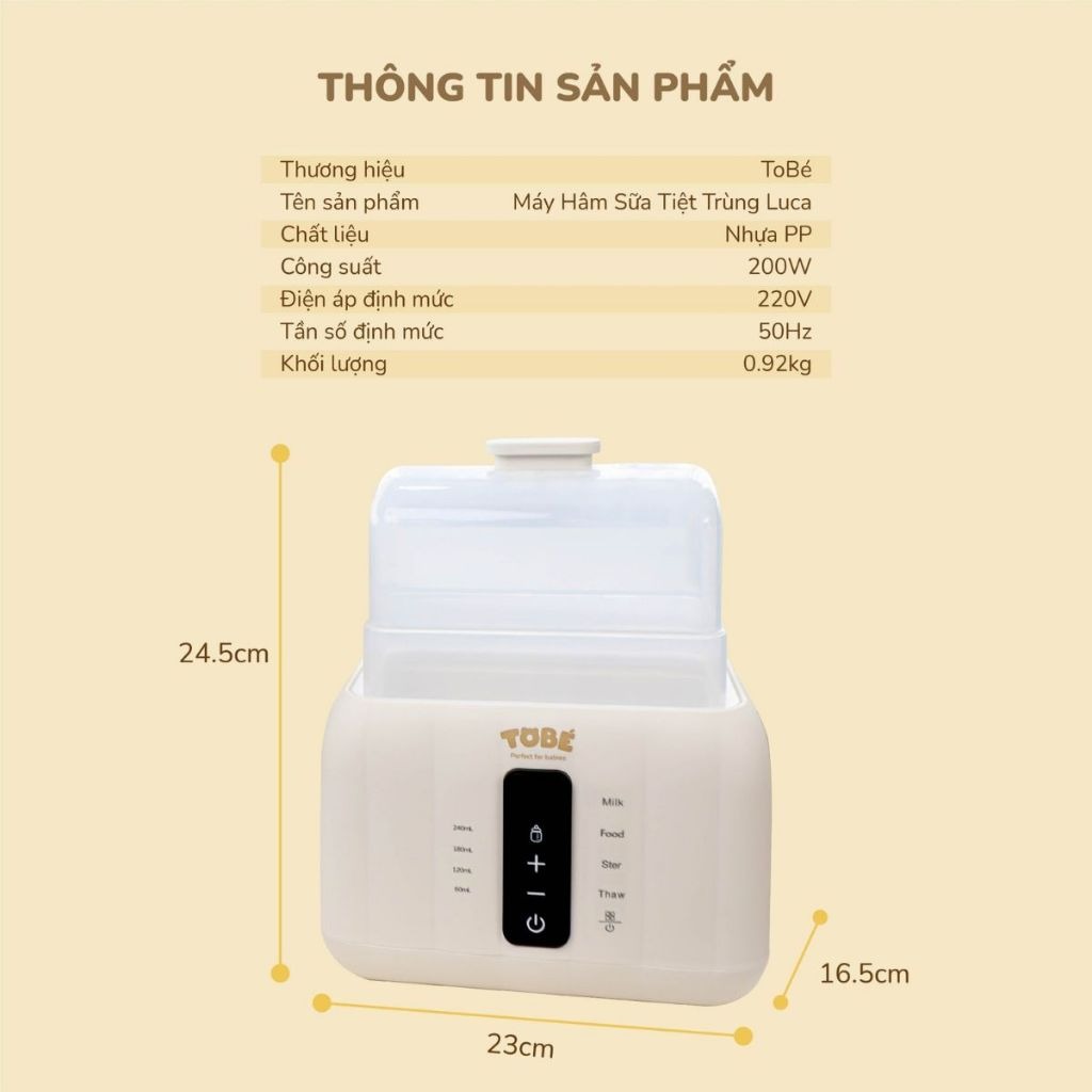 TOBE - MÁY HÂM SỮA TIỆT TRÙNG LUCA