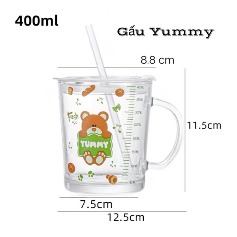 KK - CỐC THUỶ TINH CHIA VẠCH CÓ ỐNG HÚT