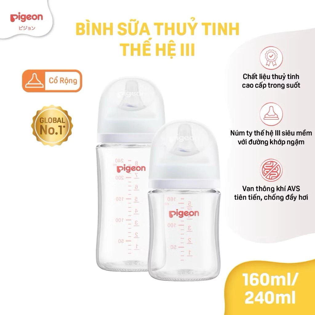 PIGEON - BÌNH SỮA THỦY TINH SOFTOUCH BABY-FRIENDLY WORLD