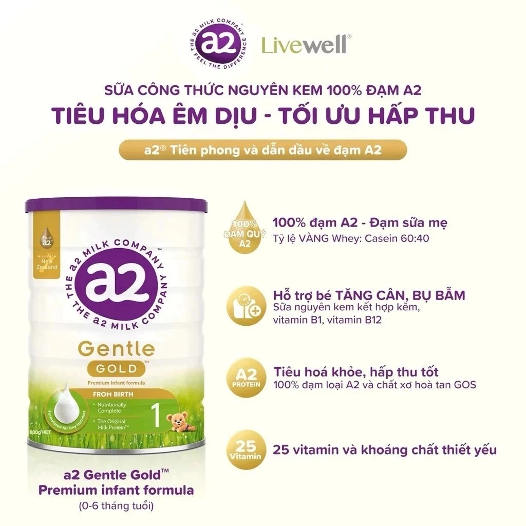 A2 - SỮA BỘT GENTLE GOLD ĐẠM A2