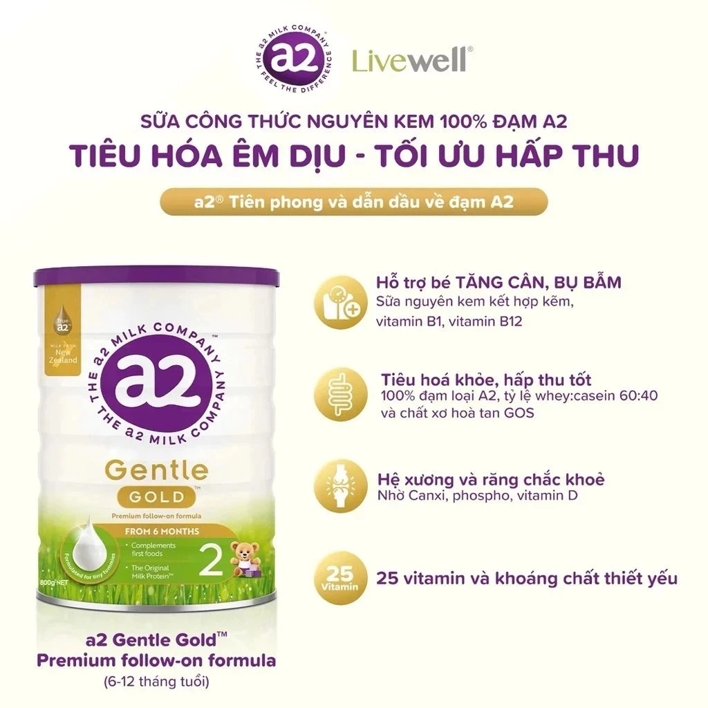 A2 - SỮA BỘT GENTLE GOLD ĐẠM A2