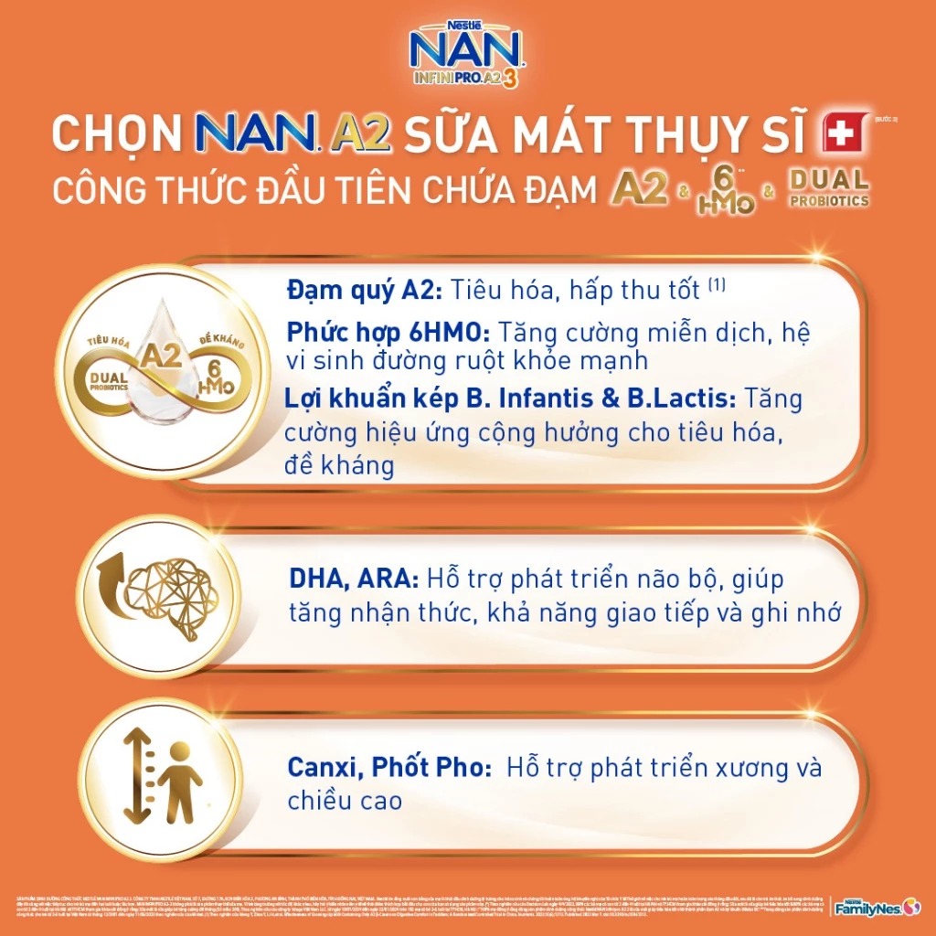 NESTLE - SỮA NAN INFINI PRO A2 THỤY SĨ 6HMO