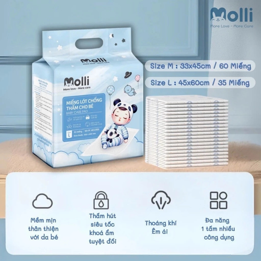 MOLLI - MIẾNG LÓT CHỐNG THẤM DÙNG 1 LẦN CHO BÉ