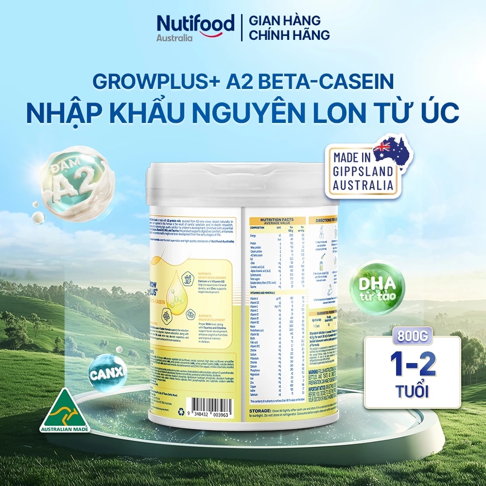 NUTIFOOD - SỮA BỘT GROW PLUS ĐẠM A2
