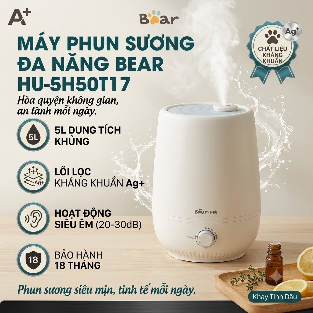 BEAR - MÁY PHUN SƯƠNG TẠO ẨM HU-5H50T17