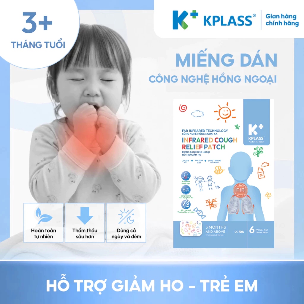 KPLASS - 3M+MIẾNG DÁN HỒNG NGOẠI HỖ TRỢ GIẢM HO INFRARED COUGH RELIEF PATCH K+