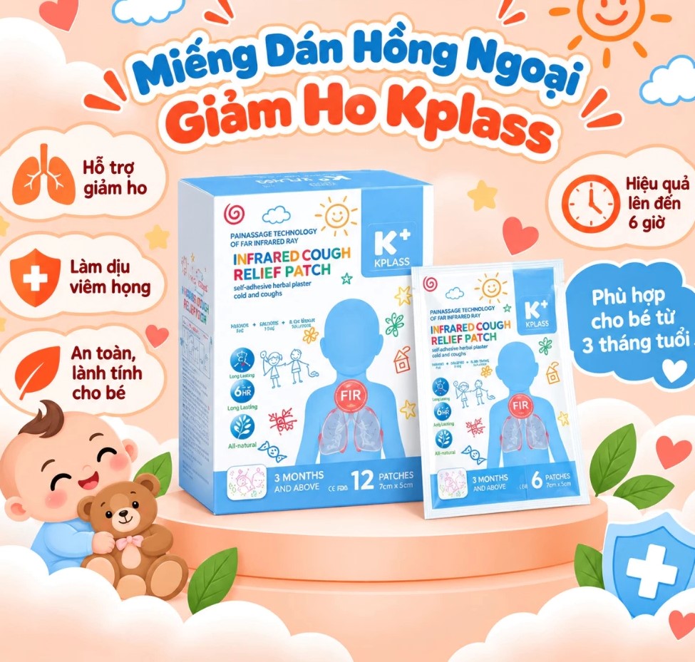 KPLASS - 3M+MIẾNG DÁN HỒNG NGOẠI HỖ TRỢ GIẢM HO INFRARED COUGH RELIEF PATCH K+
