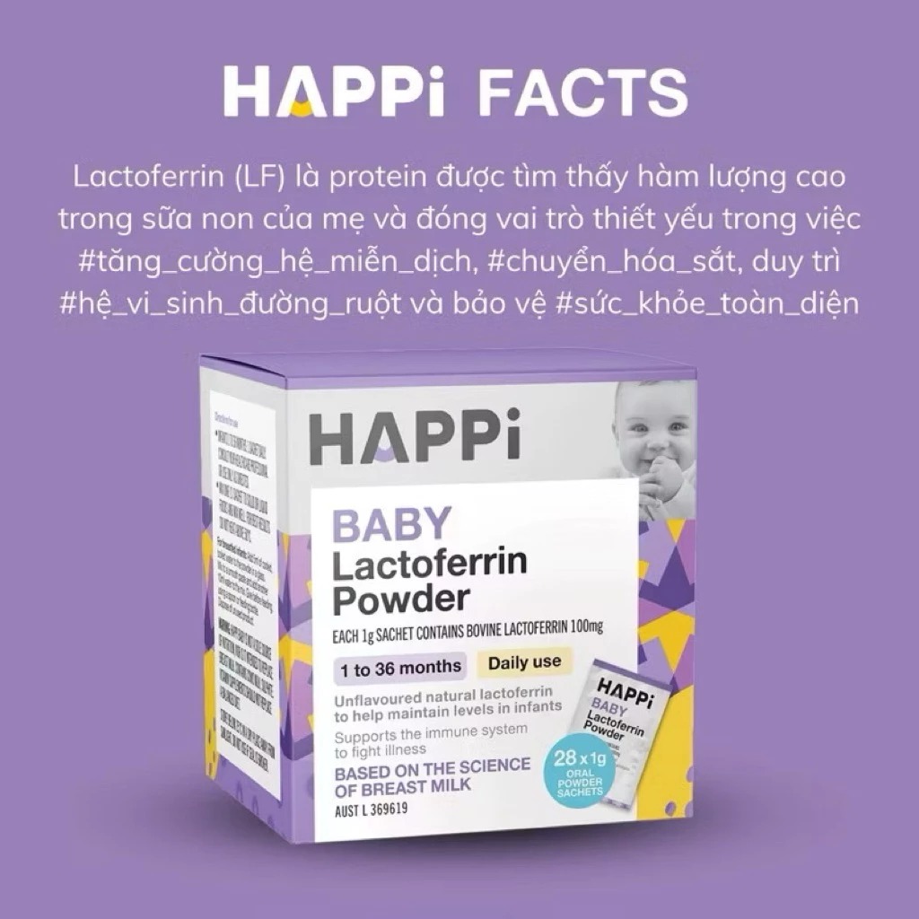 HAPPI - 1M+BỘT TĂNG ĐỀ KHÁNG LACTOFERRIN POWDER BABY