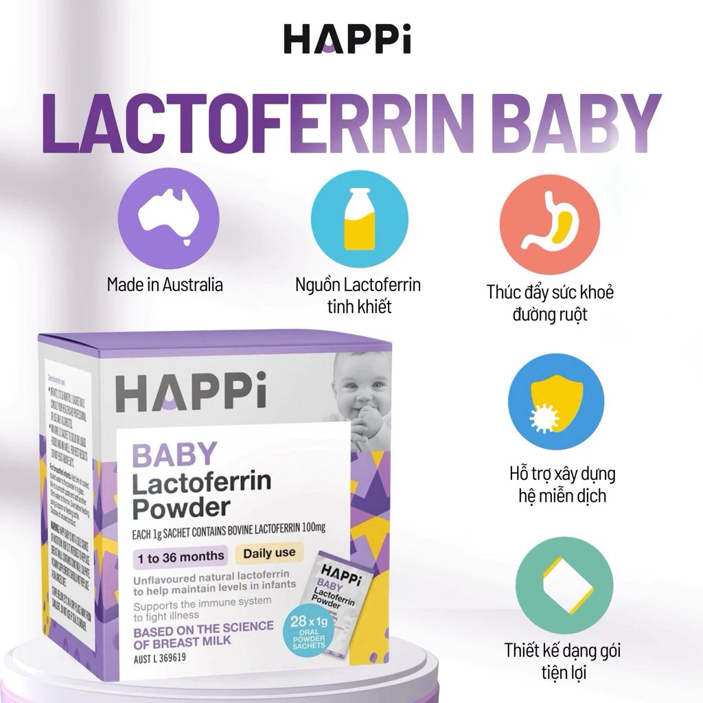 HAPPI - 1M+BỘT TĂNG ĐỀ KHÁNG LACTOFERRIN POWDER BABY