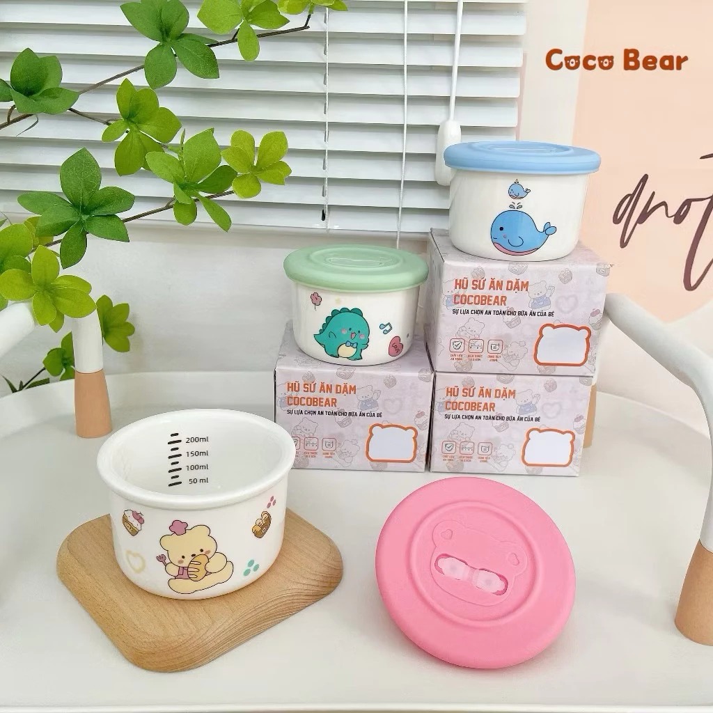 COCO BEAR - HŨ SỨ CHIA VẠCH HÀN CÓ NẮP ĐẬY