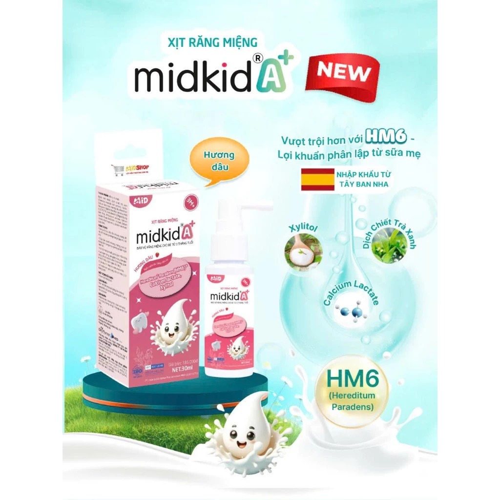 MIDKID - 3M+XỊT CHỐNG SÂU RĂNG MIỆNG A+