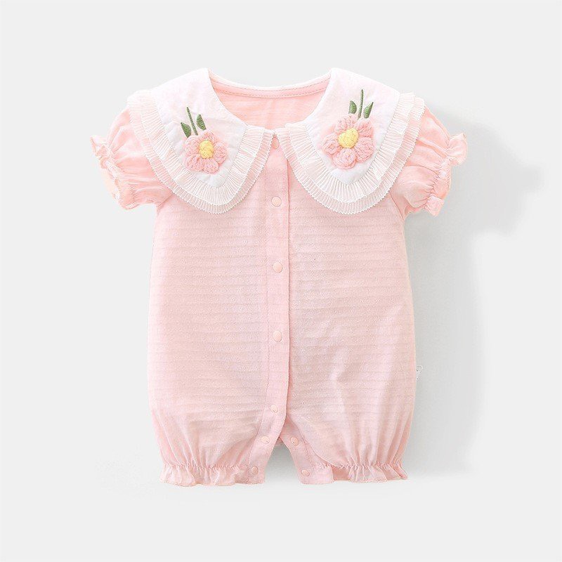 JS Body đùi hồng cổ trắng đính hoa len (S66-73)