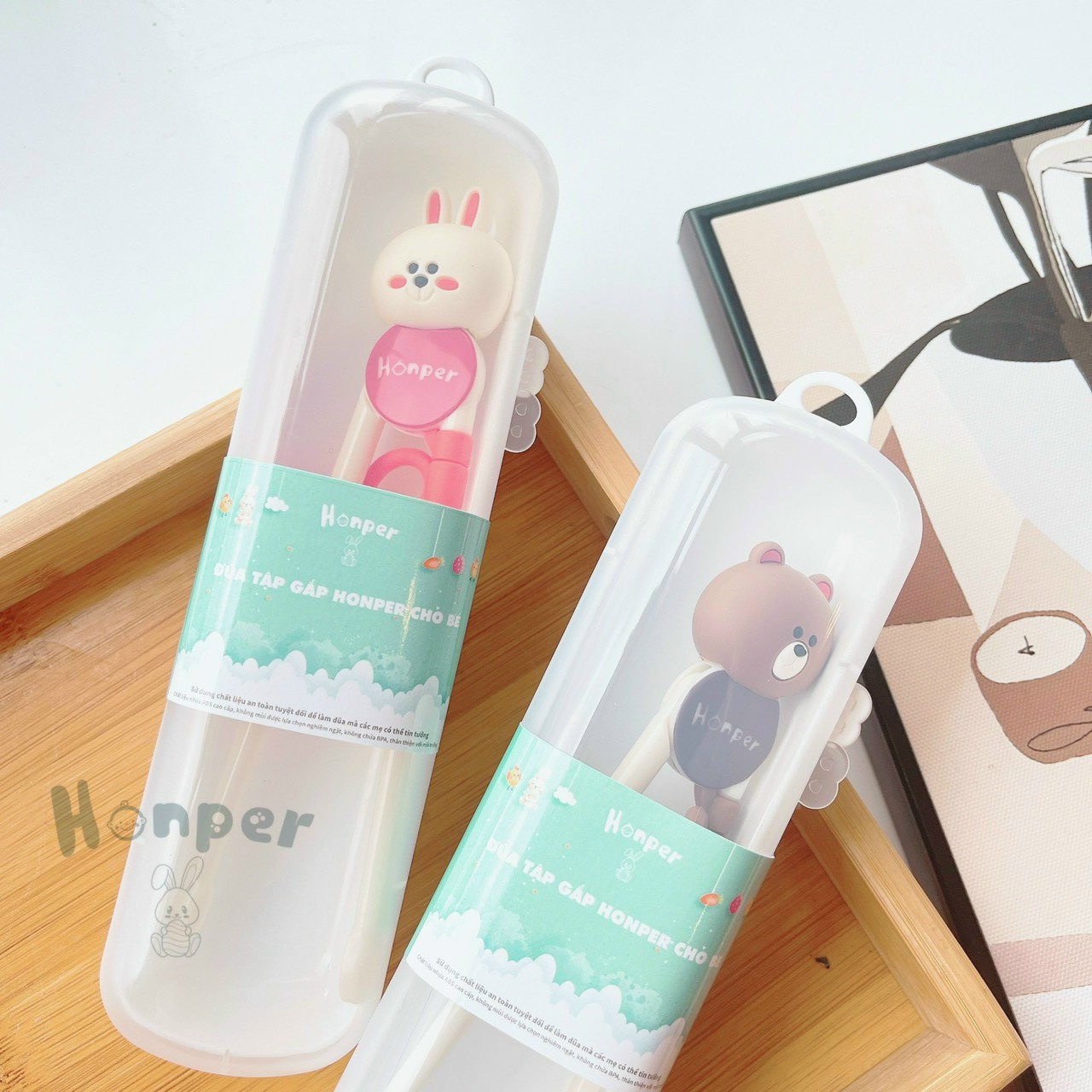 HONPER - ĐŨA XỎ NGÓN TẬP GẮP KÈM HỘP