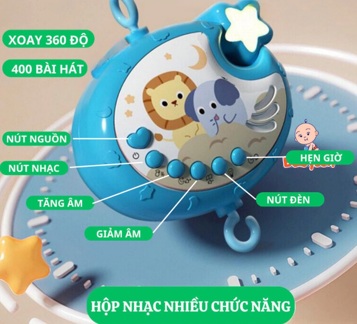 KK - BỘ TREO CŨI PHÁT NHẠC CÓ ĐIỀU KHIỂN