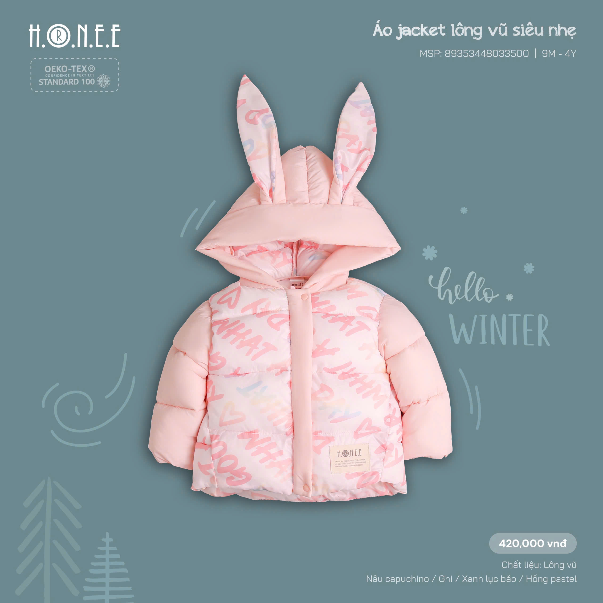 HRNEE - ÁO PHAO JACKET LÔNG VŨ SIÊU NHẸ