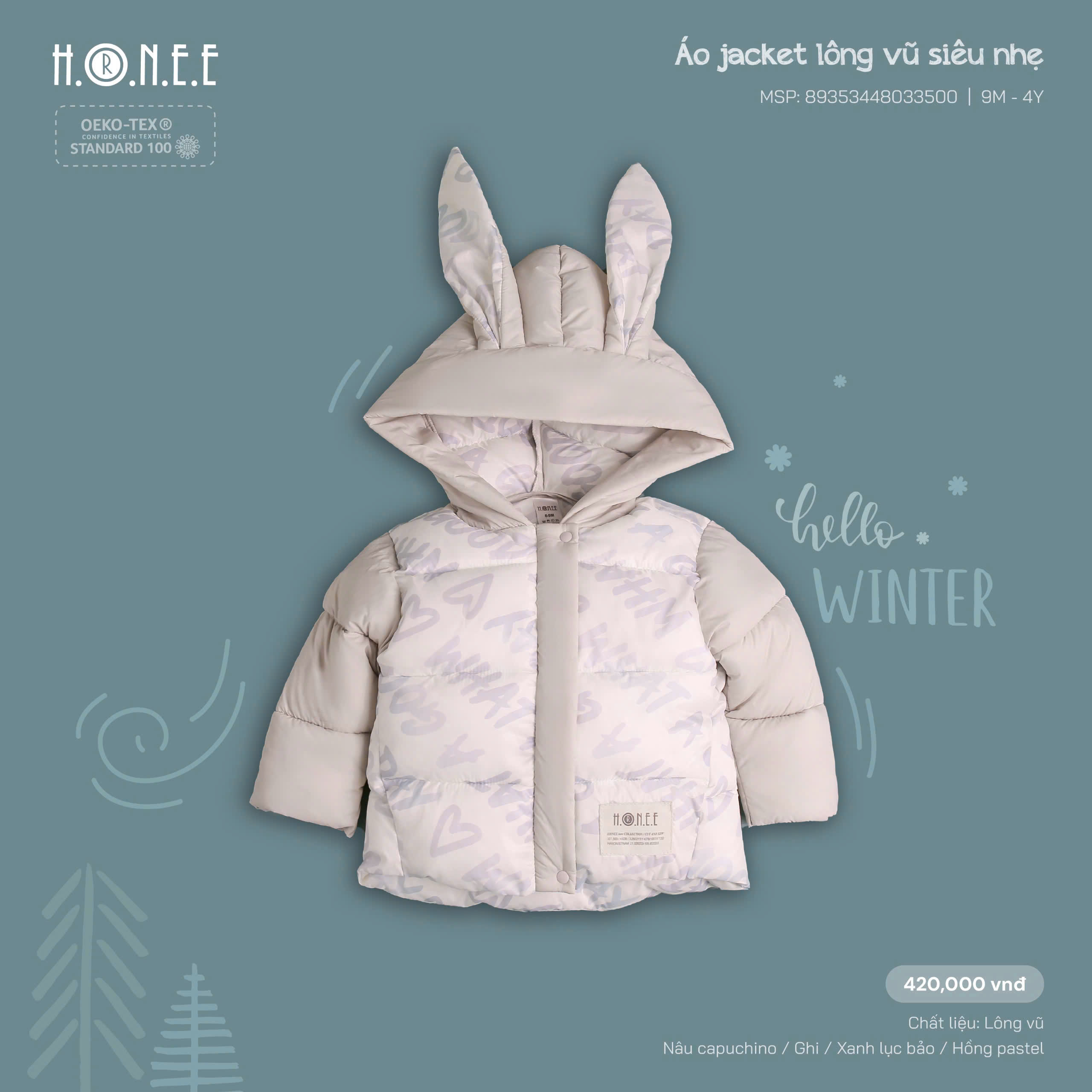 HRNEE - ÁO PHAO JACKET LÔNG VŨ SIÊU NHẸ