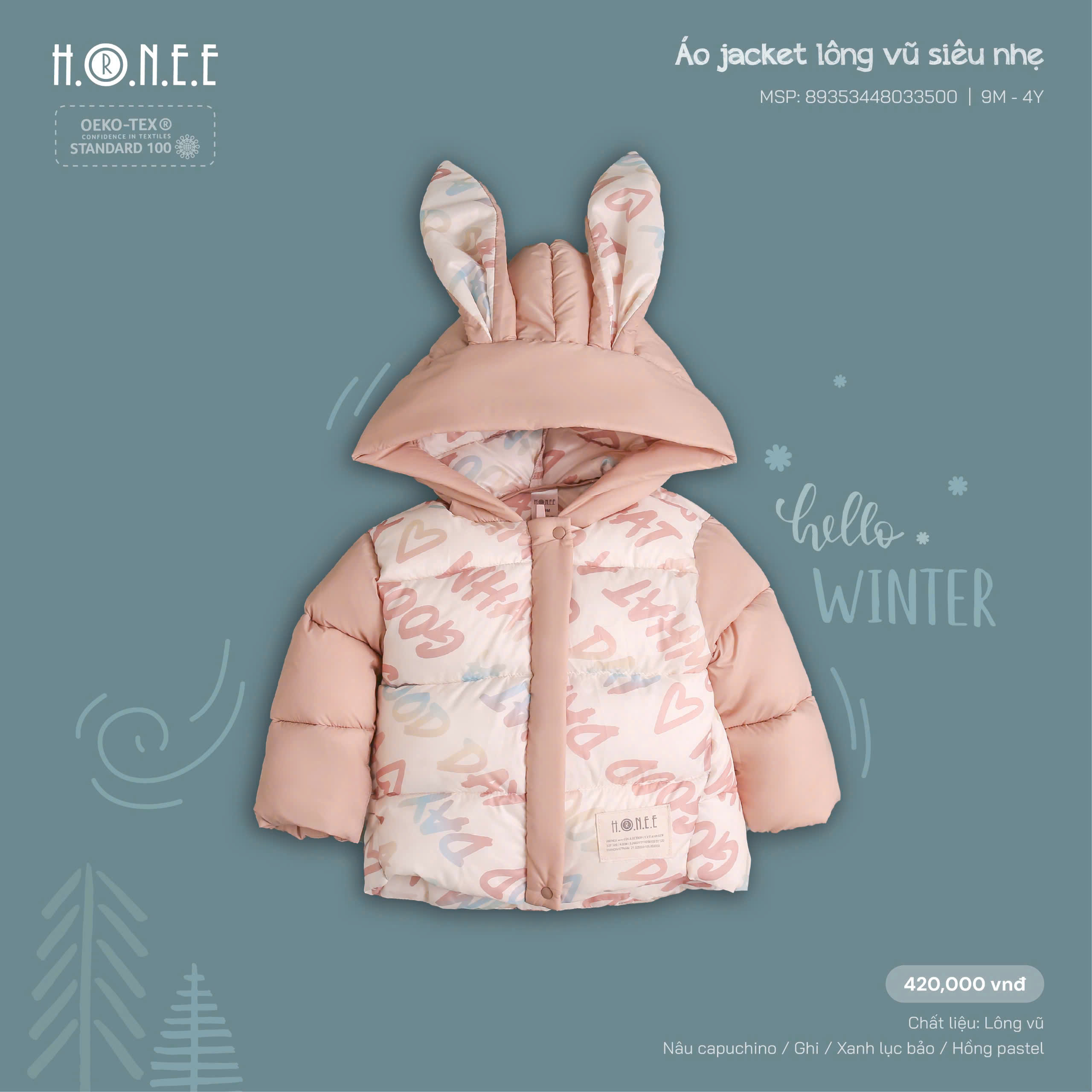 HRNEE - ÁO PHAO JACKET LÔNG VŨ SIÊU NHẸ