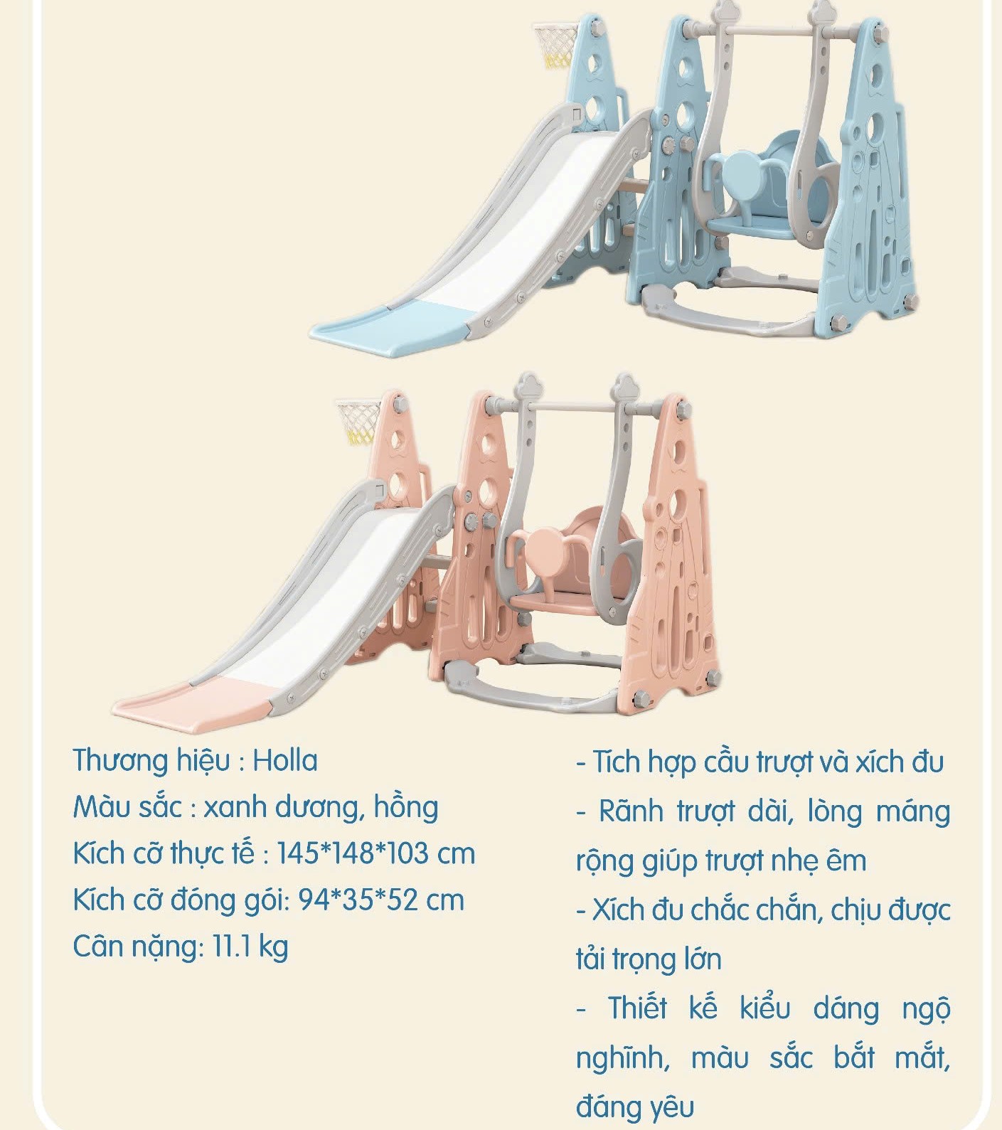 HOLLA - CẦU TRƯỢT XÍCH ĐU TÊN LỬA HL-10164