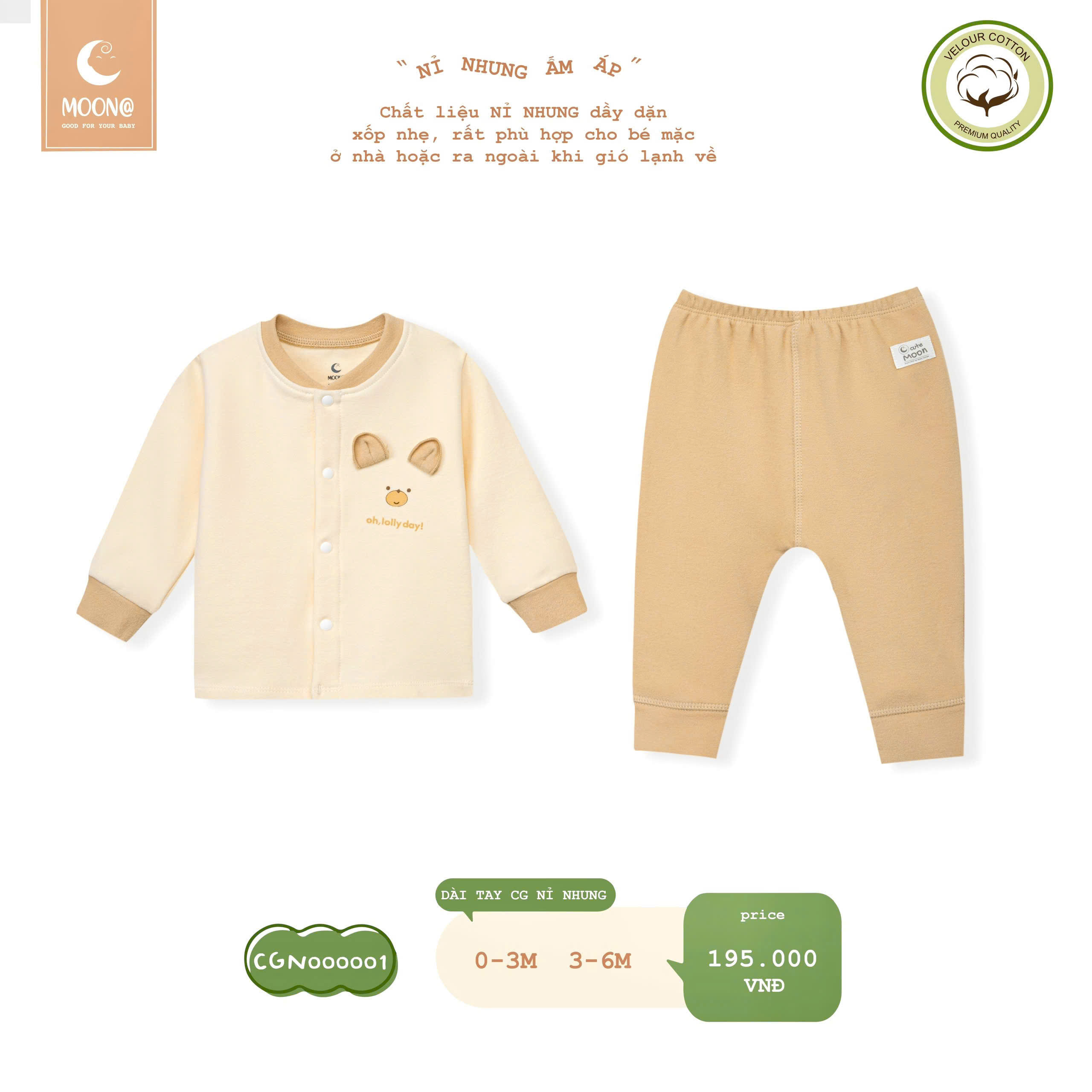 MOON@ - BỘ DÀI TAY CÀI GIỮA NỈ NHUNG