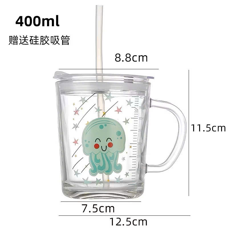 KK - CỐC THUỶ TINH CHIA VẠCH CÓ ỐNG HÚT