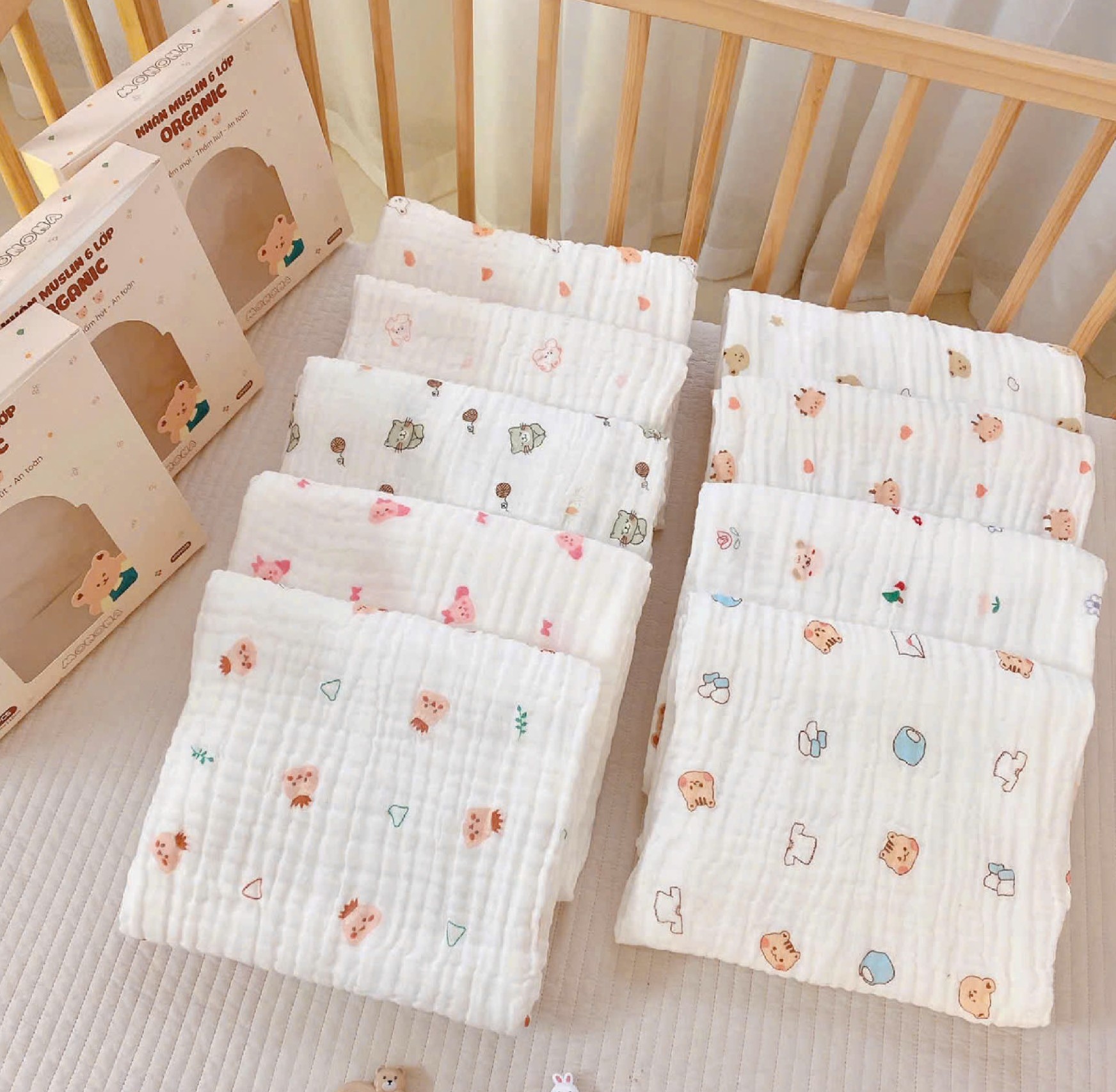 MONONA - KHĂN TẮM XÔ XÙ 6 LỚP HỌA TIẾT
