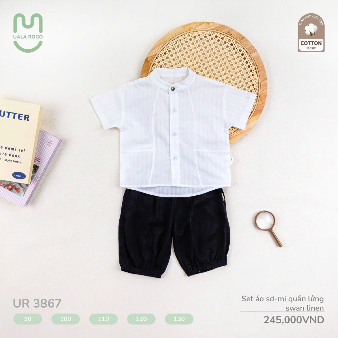 UALA ROGO - SET ÁO SƠ MI QUẦN LỬNG SWAN LINEN UR3867