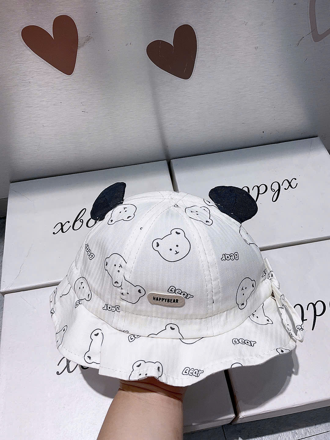 KB - Mũ vành be in Gấu ai Gấu(6-18M)