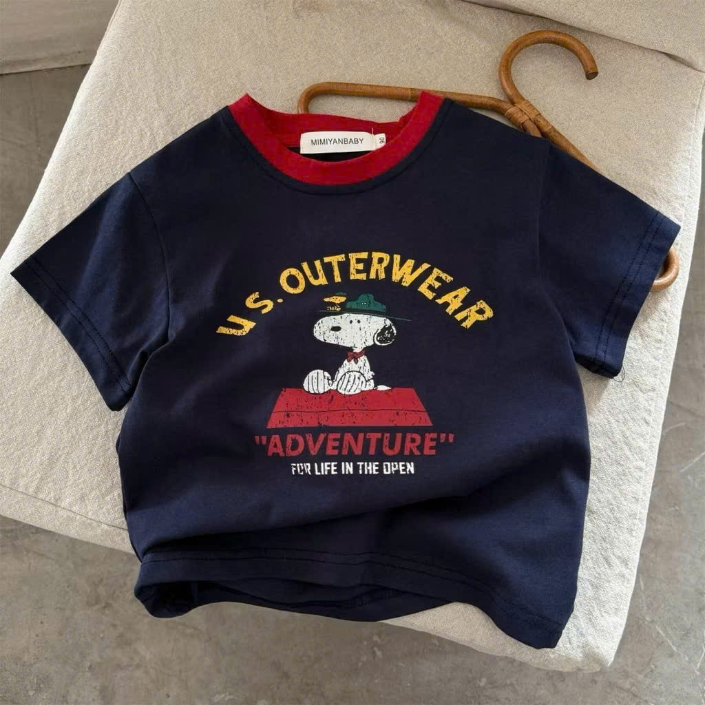 BK - Áo phông Snoopy cổ phối màu (90-140)