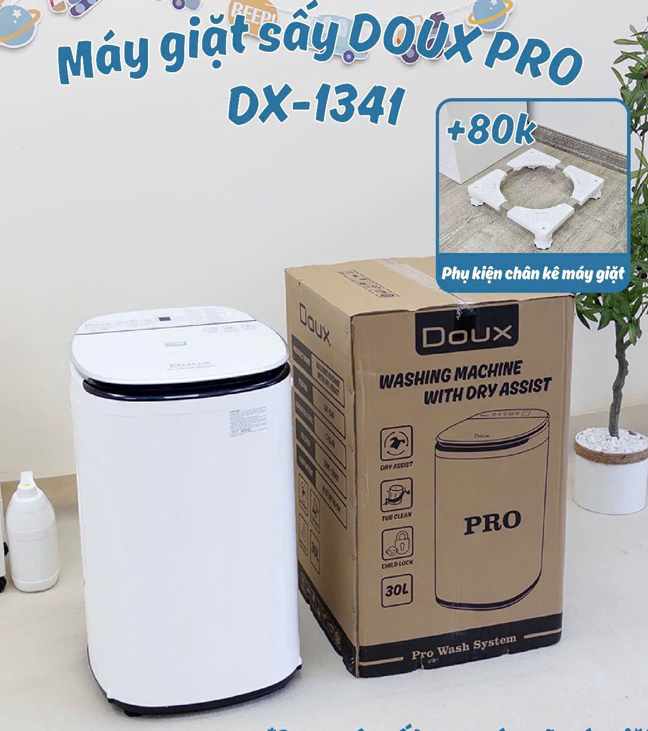 DOUX - MÁY GIẶT MINI DX-1341 PRO CÓ SẤY KHÔ