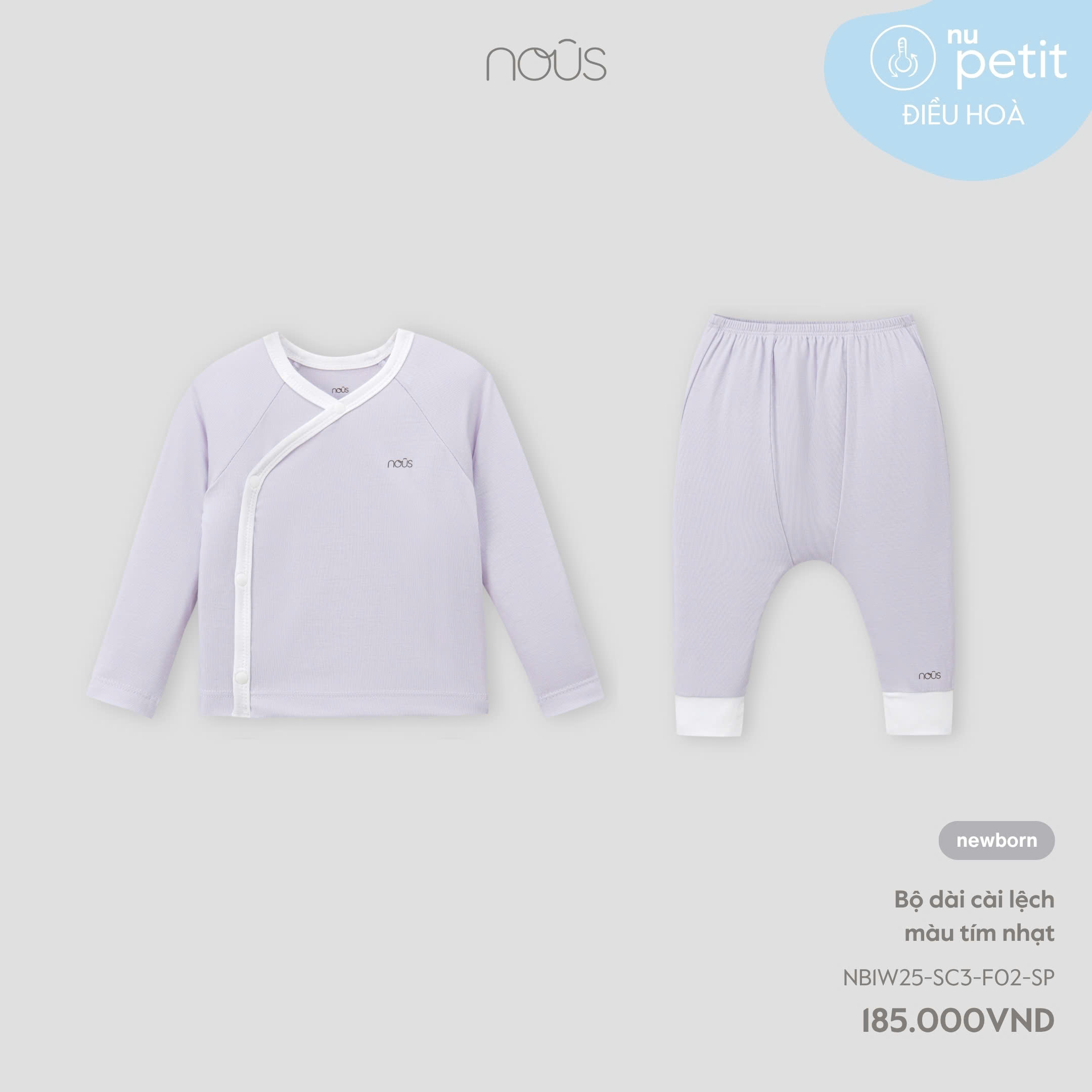 NOUS - Bộ dài cài lệch màu tím NB