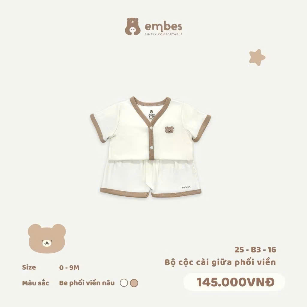 EMBES - Bộ cộc cài giữa phối viền (0-9M)
