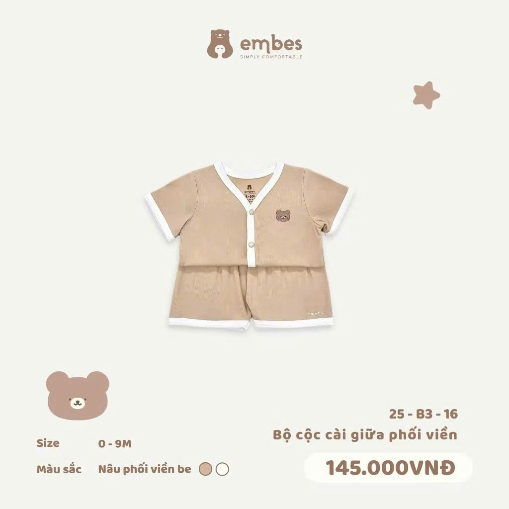 EMBES - Bộ cộc cài giữa phối viền (0-9M)