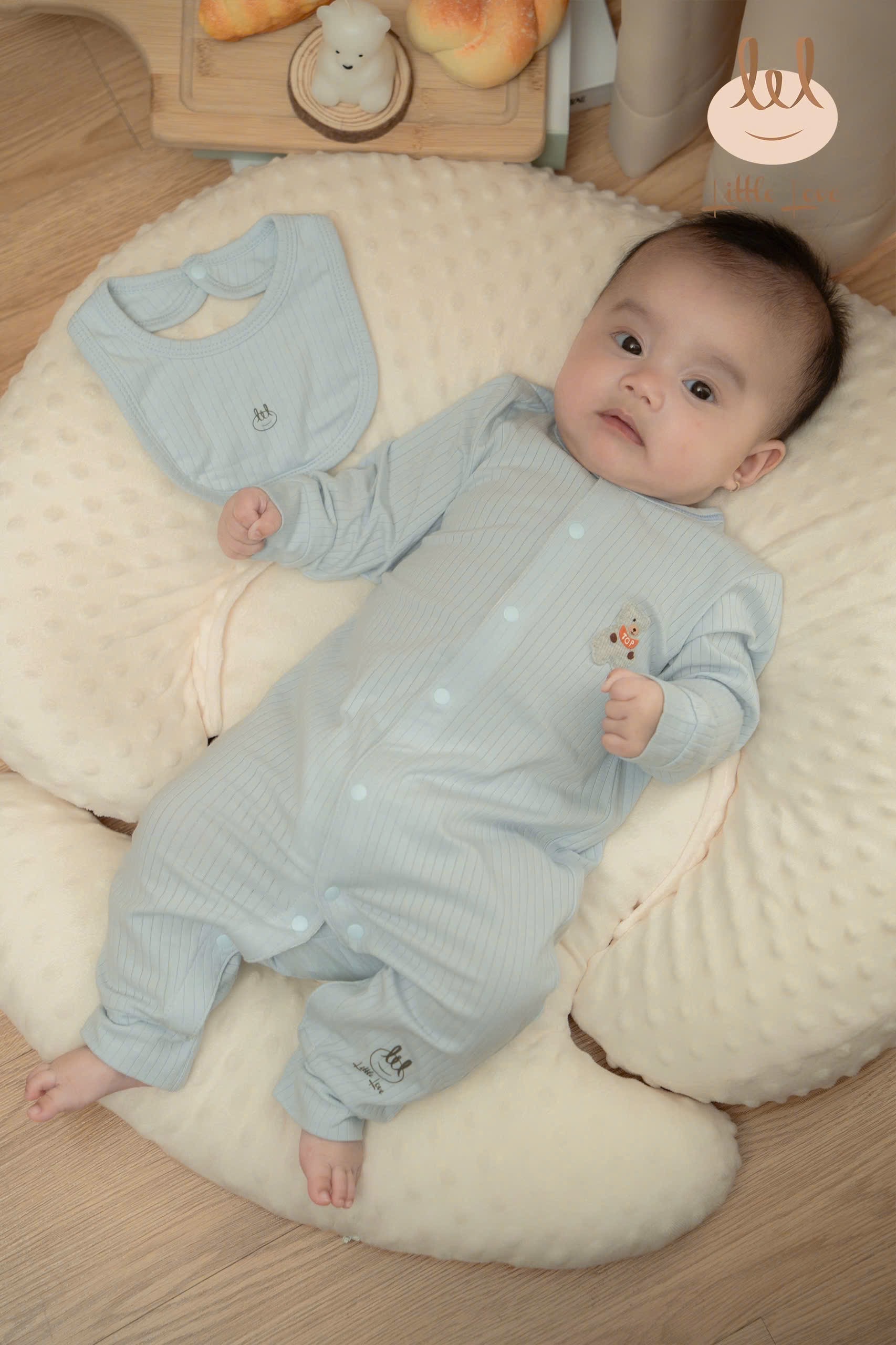 LITTLE LOVE - Body dài vải STRIPED MODAL(NB-6M)