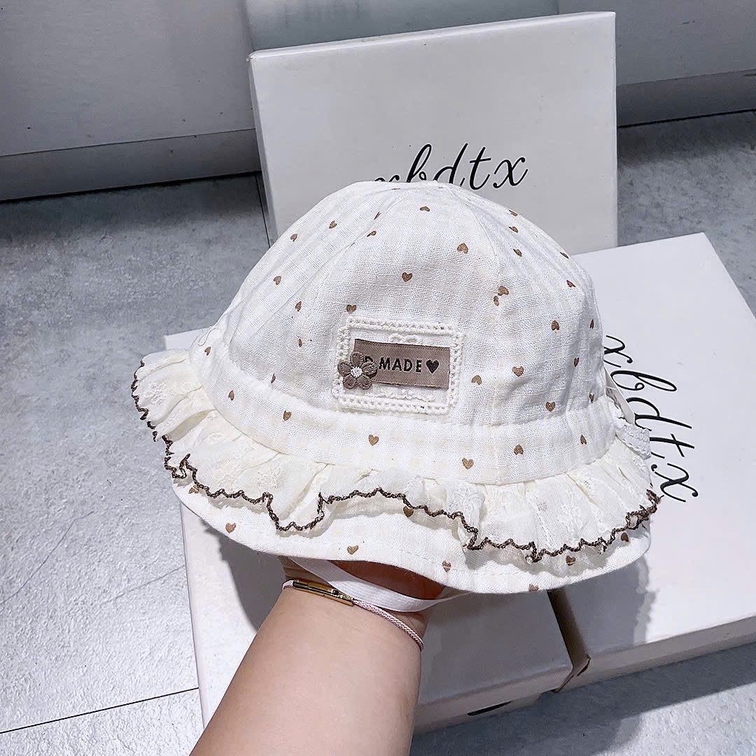 KB - Mũ vành be viền ren (6M-2Y)