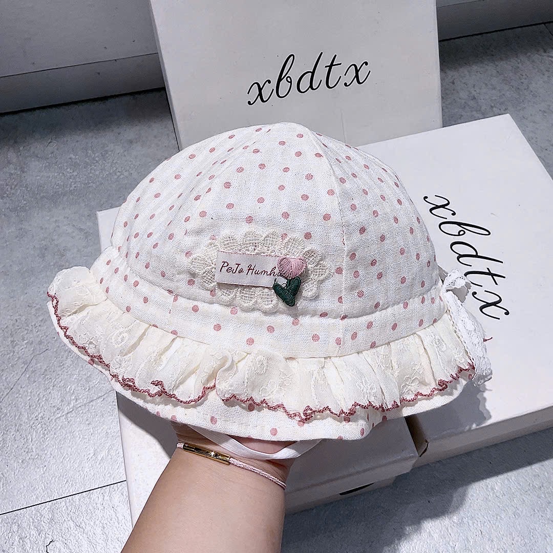 KB - Mũ vành be viền ren (6M-2Y)