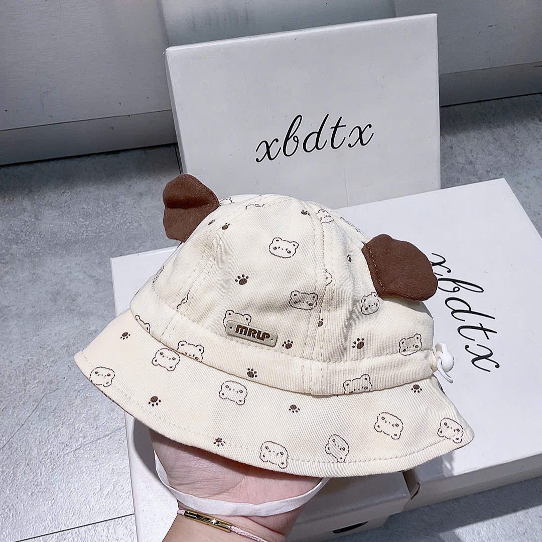 KB - Mũ vành be in hình gấu tai gấu(6M-2Y)
