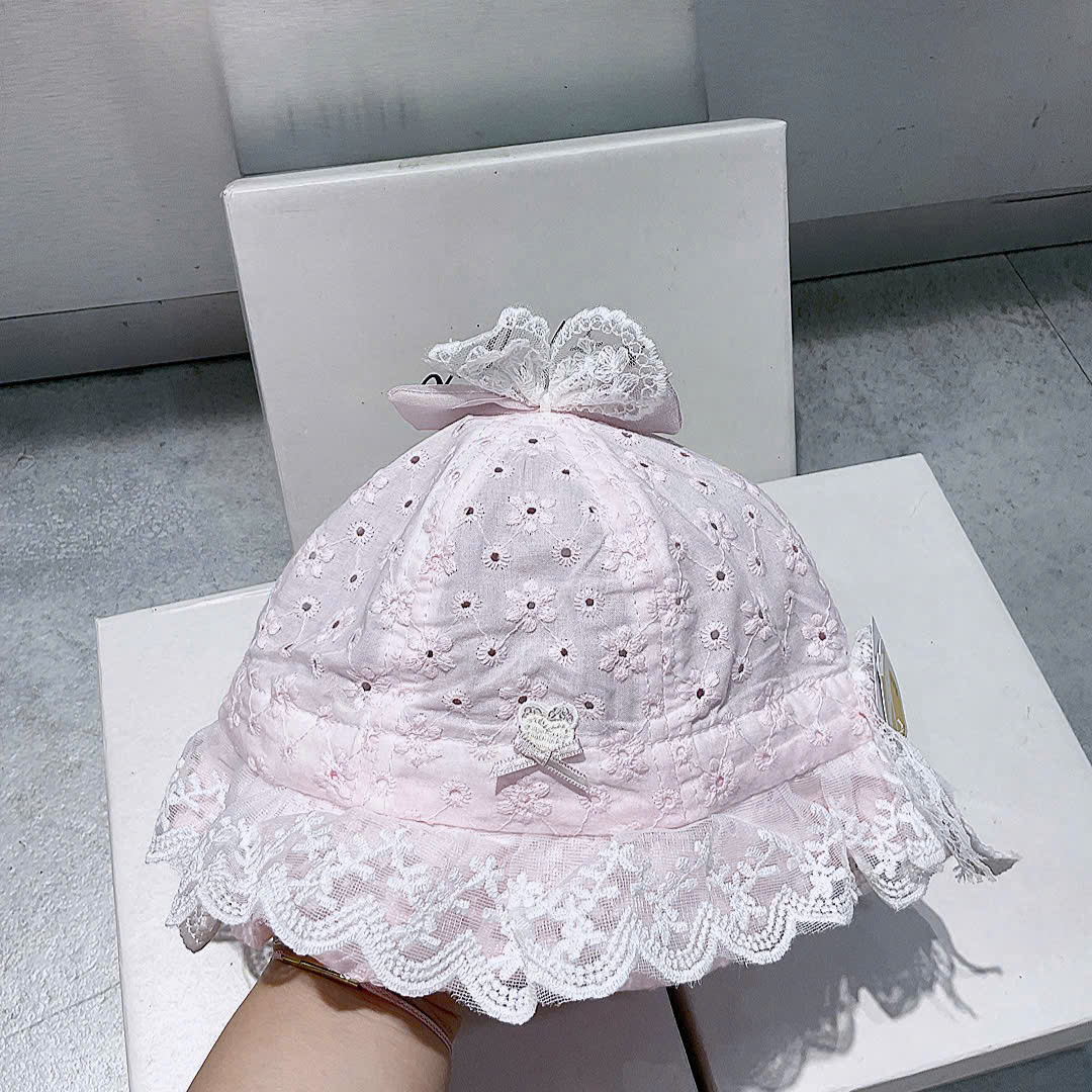 KB - Mũ vành ren nơ ren(6M-2Y)