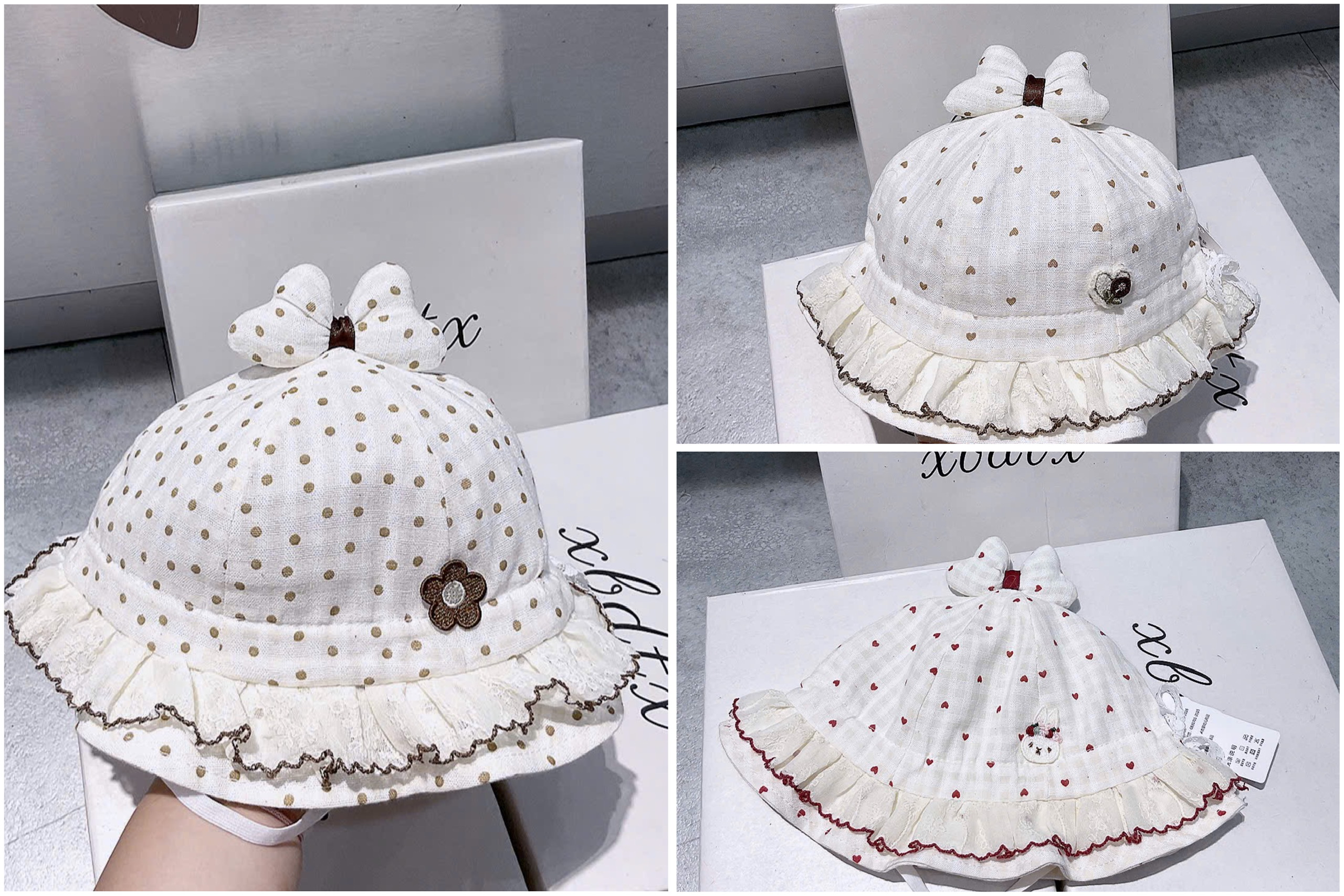 KB - Mũ viền ren nơ đỉnh(6M-2Y)