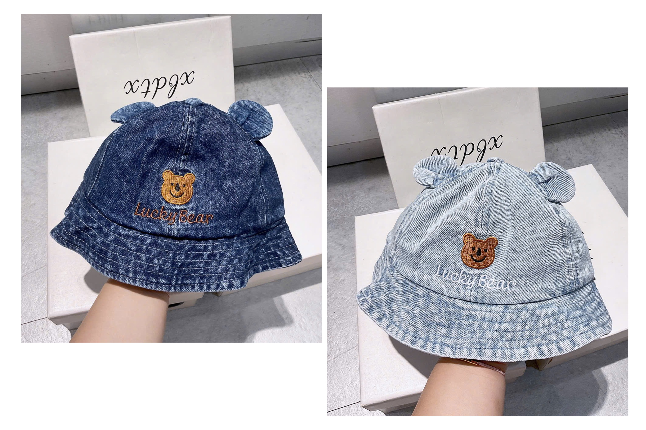 KB - Mũ Bucket Jean Gấu Lucky Bear (1-4Y)