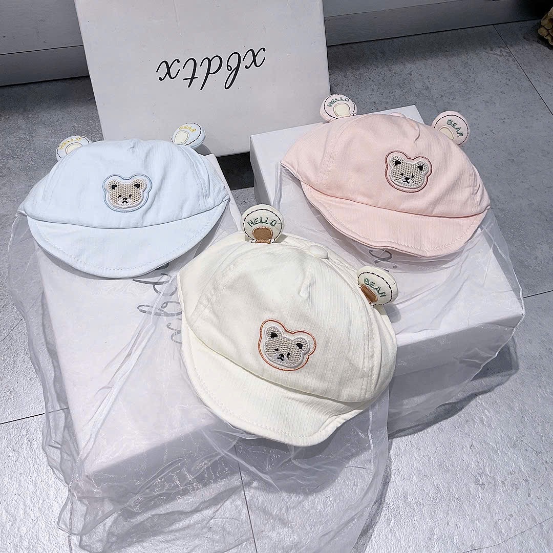 KB - Mũ lưỡi trai voan in mặt gấu(3-8M)