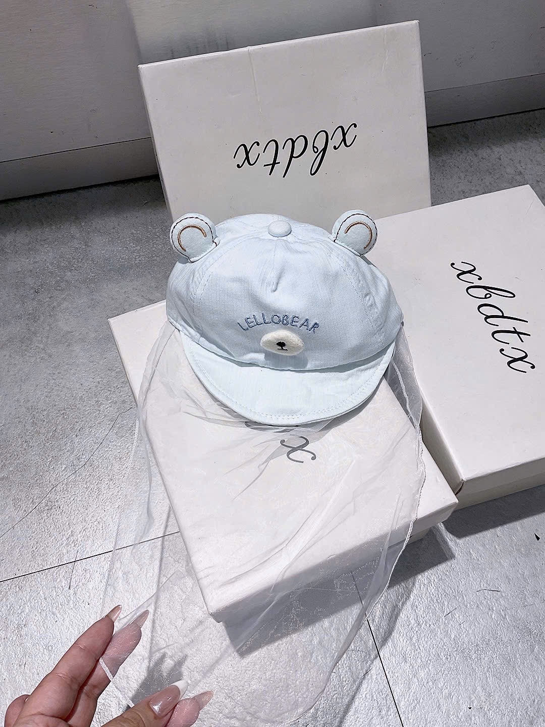 KB - MŨ lưỡi trai voan Gấu Lello Bear(3-8M)